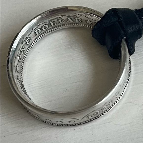 One of a kind Silver One Dollar Coin Necklace Leather Cord - Picture 6 of 7